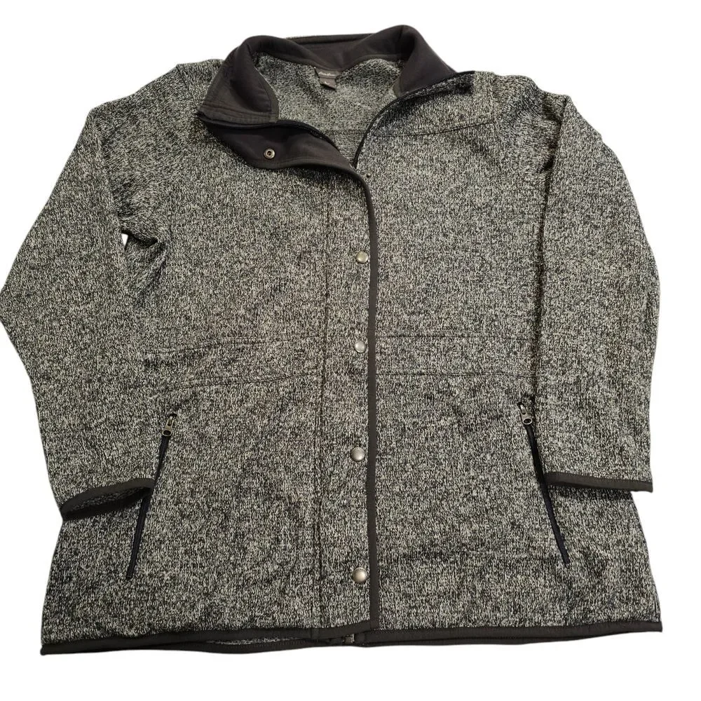 Eddie Bauer Women's Knit Sweater Fleece Lined Jacket Full Zip‎ Heather Green XL